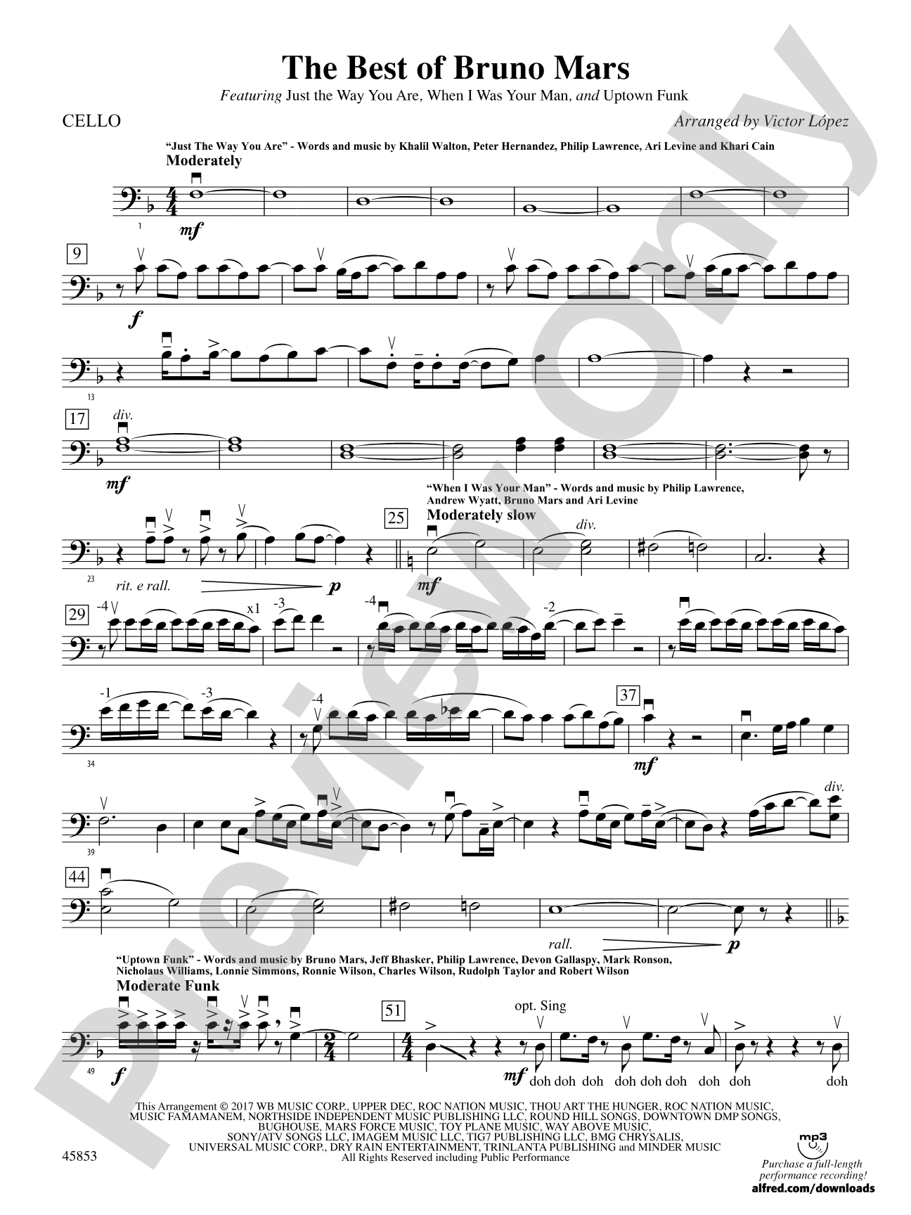 The Best of Bruno Mars: Cello