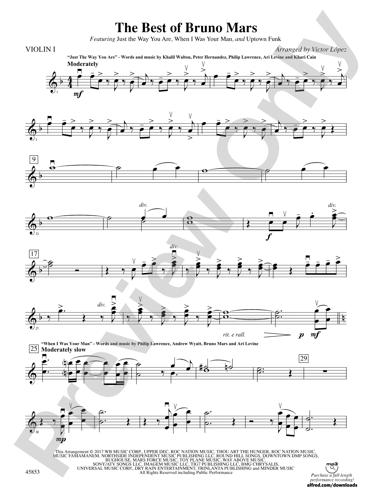 The Best of Bruno Mars: 1st Violin