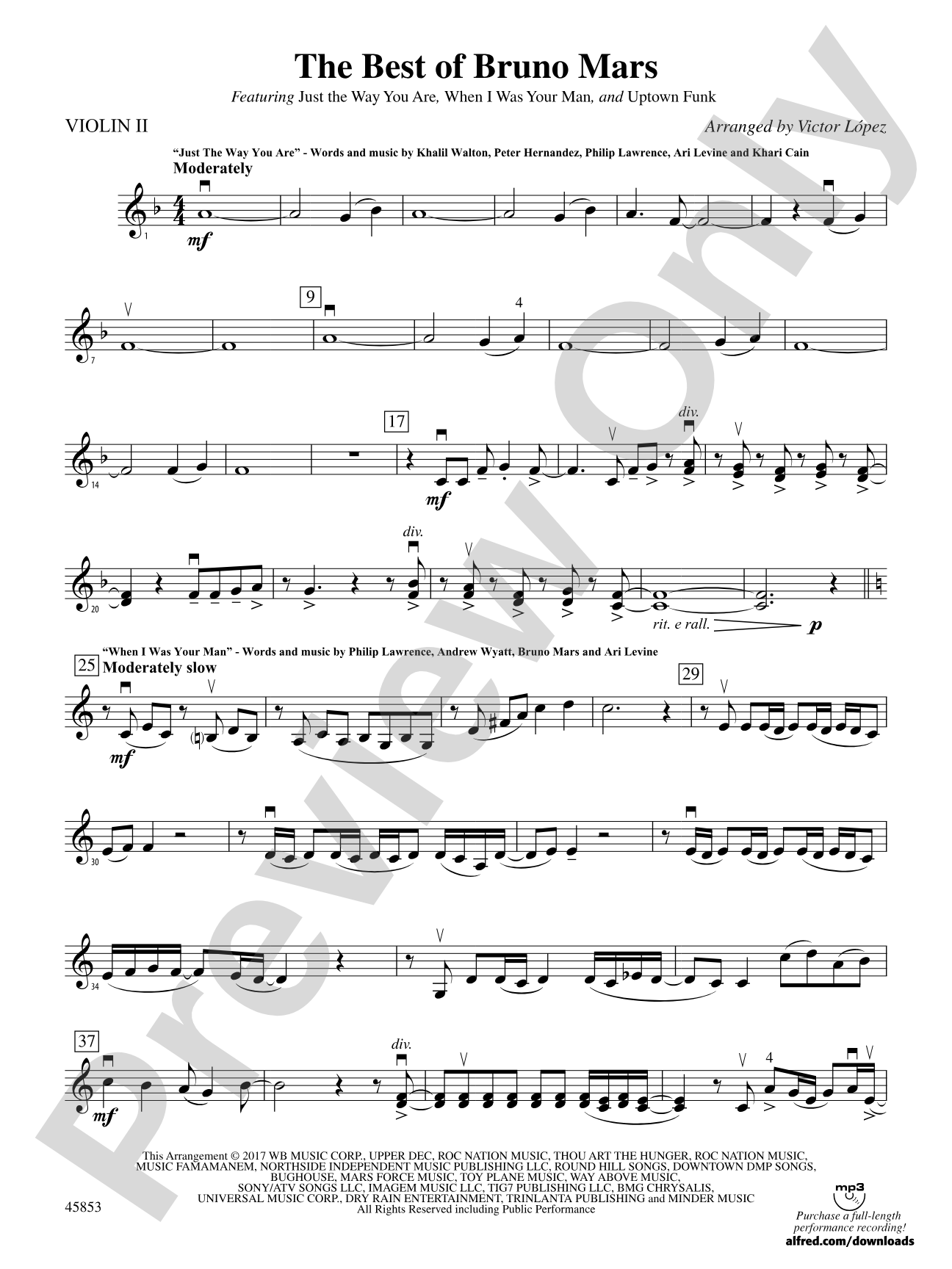 The Best of Bruno Mars: 2nd Violin