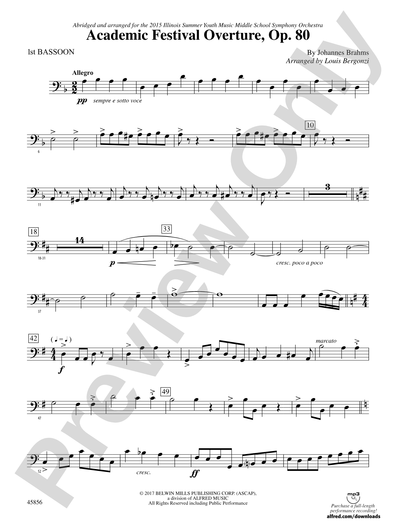 Academic Festival Overture, Op. 80: Bassoon