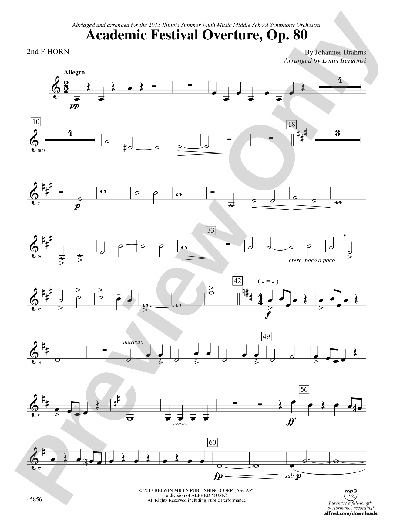 Academic Festival Overture, Op. 80: 2nd F Horn