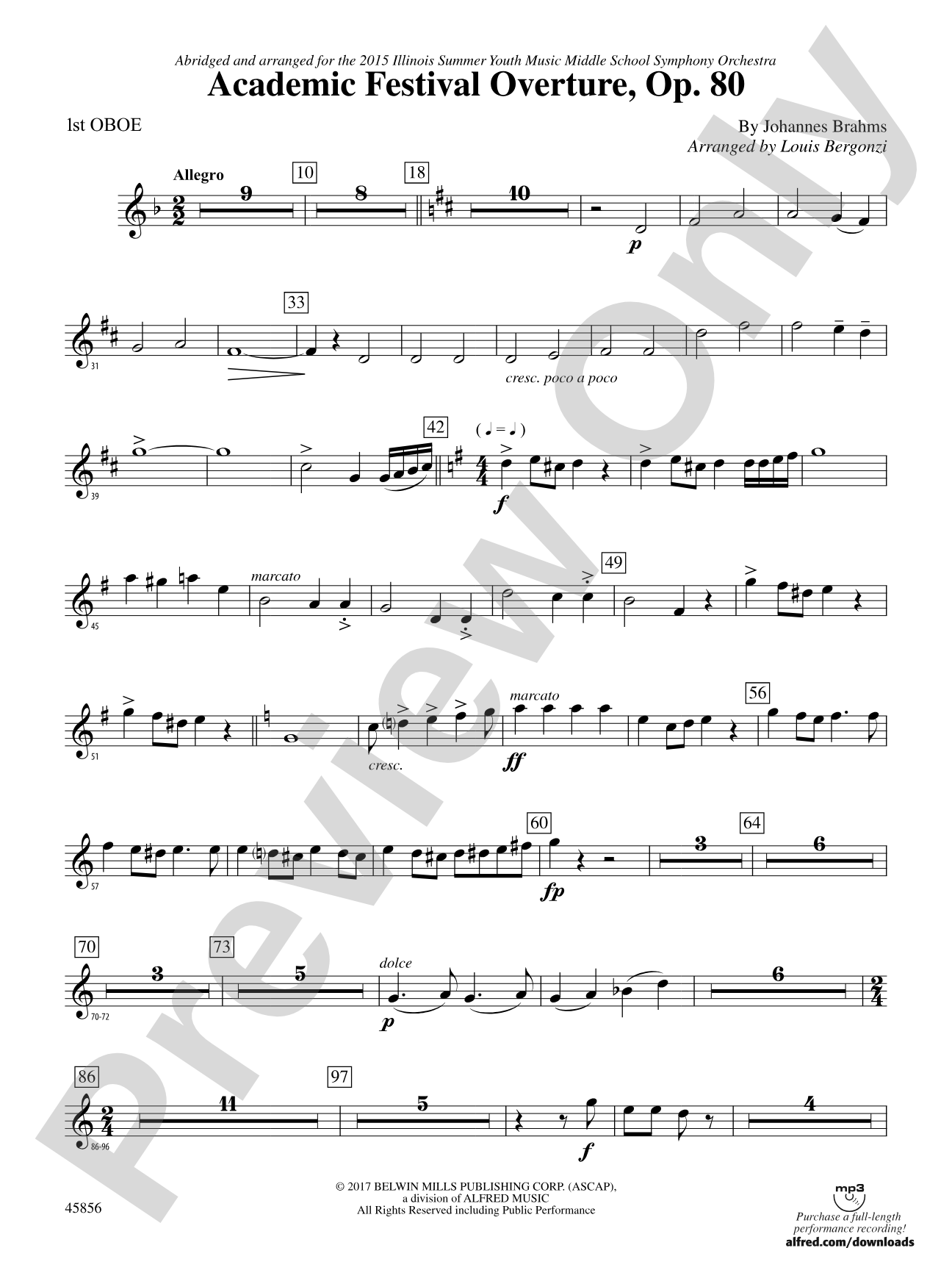 Academic Festival Overture, Op. 80: Oboe