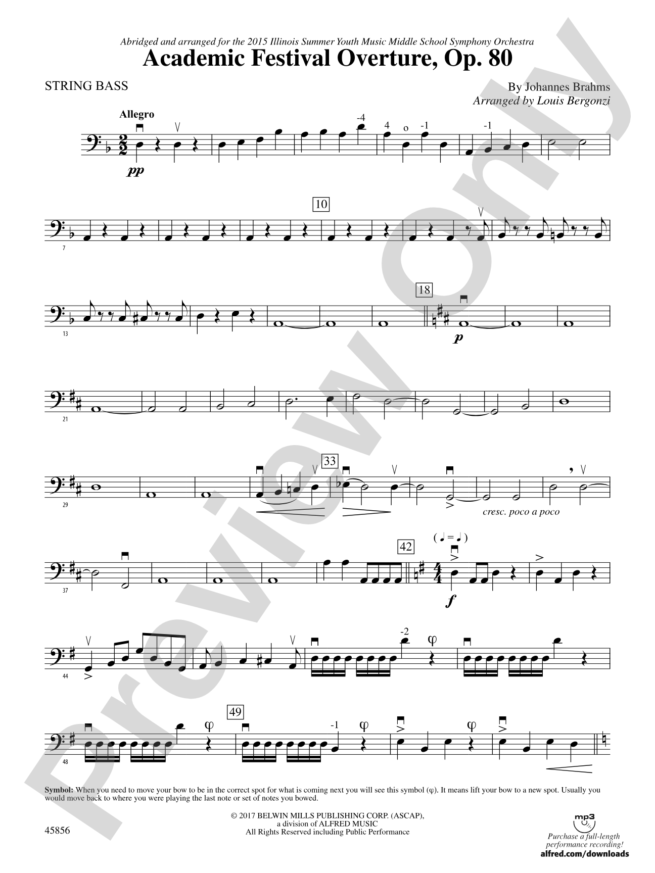 Academic Festival Overture, Op. 80: String Bass