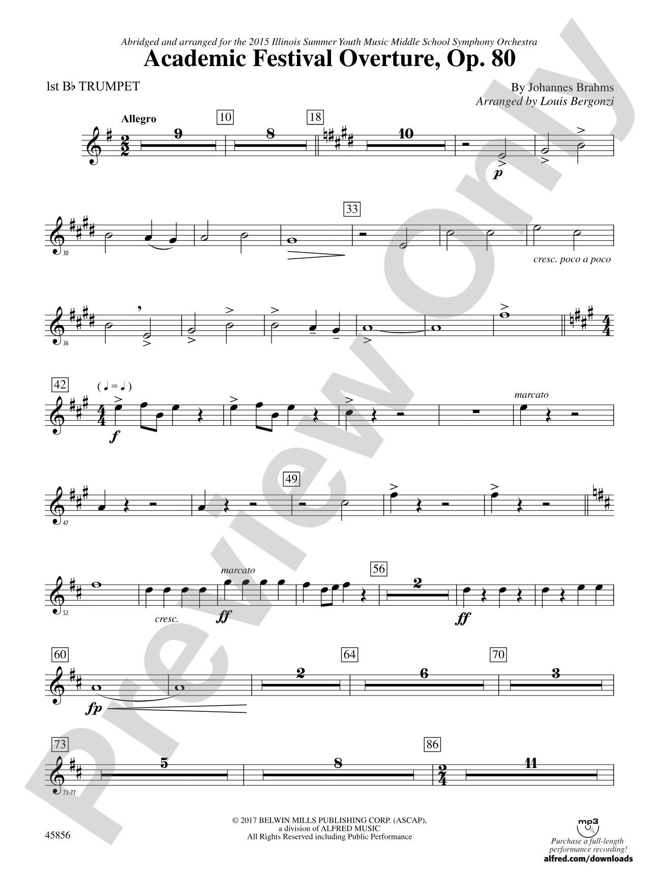 Academic Festival Overture, Op. 80: 1st B-flat Trumpet