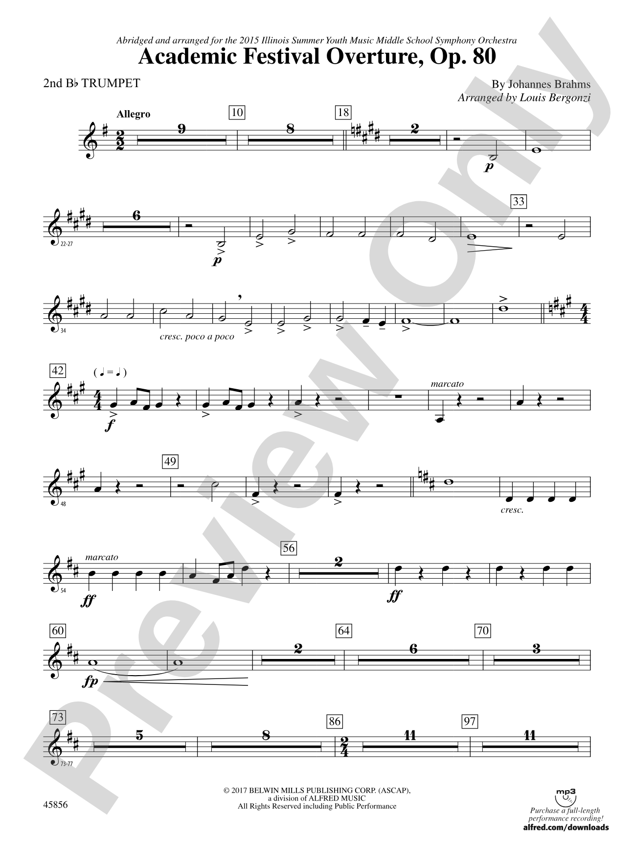 Academic Festival Overture, Op. 80: 2nd B-flat Trumpet