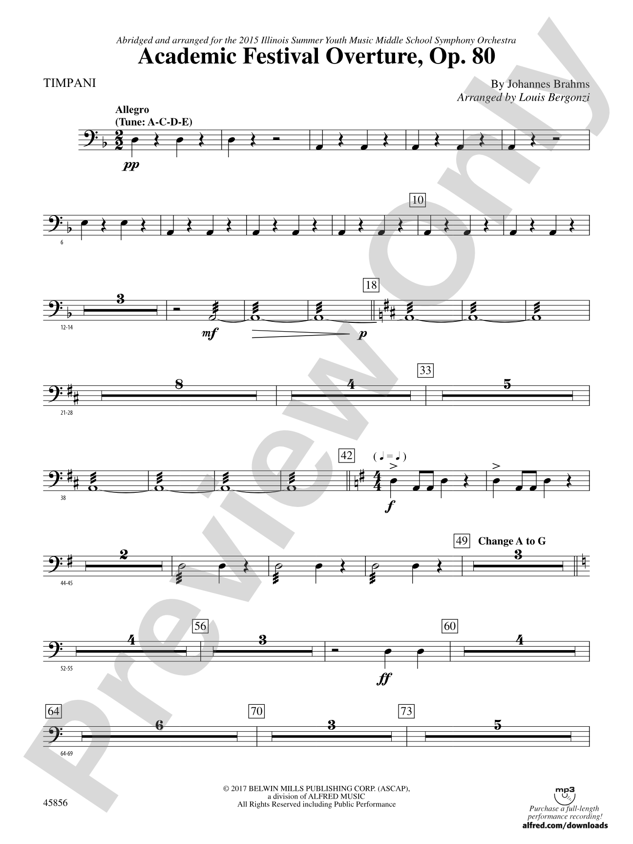 Academic Festival Overture, Op. 80: Timpani