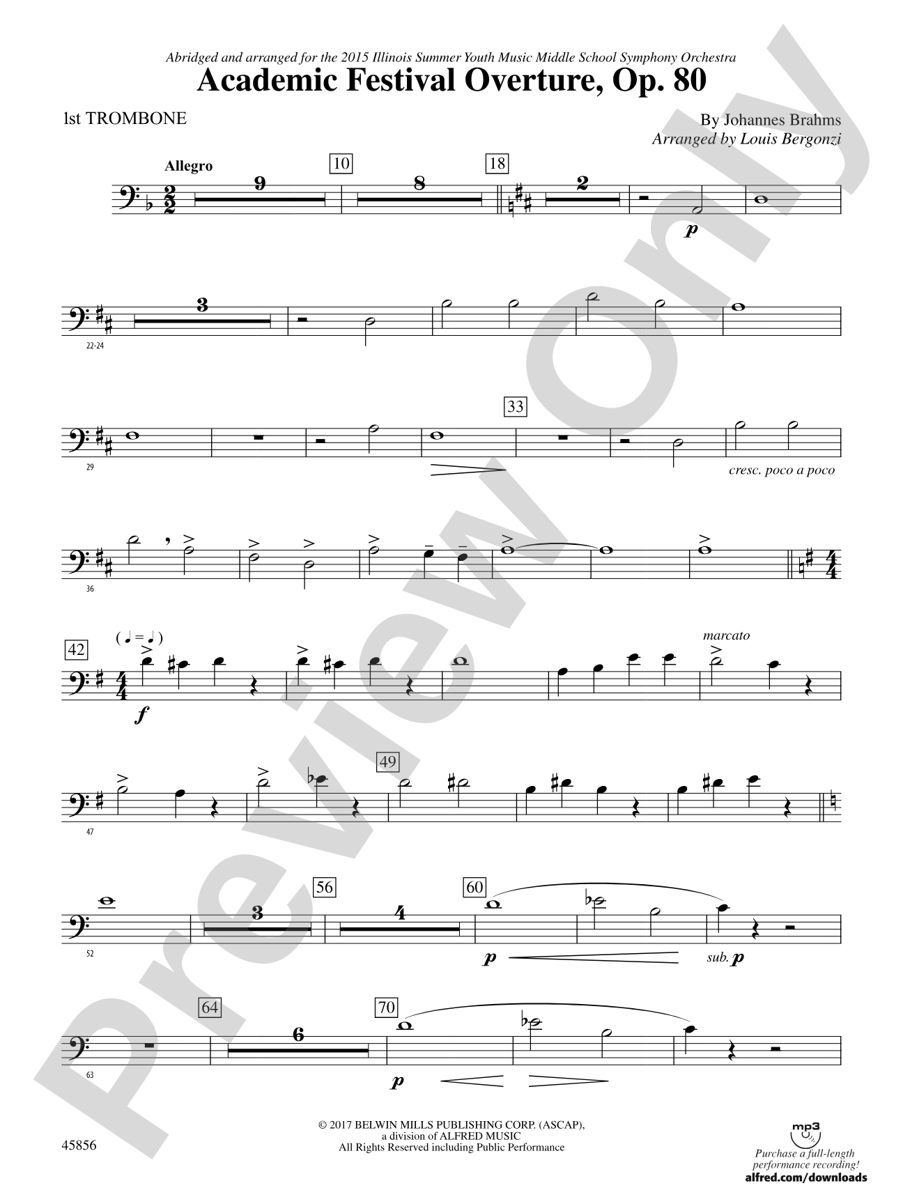 Academic Festival Overture, Op. 80: 1st Trombone