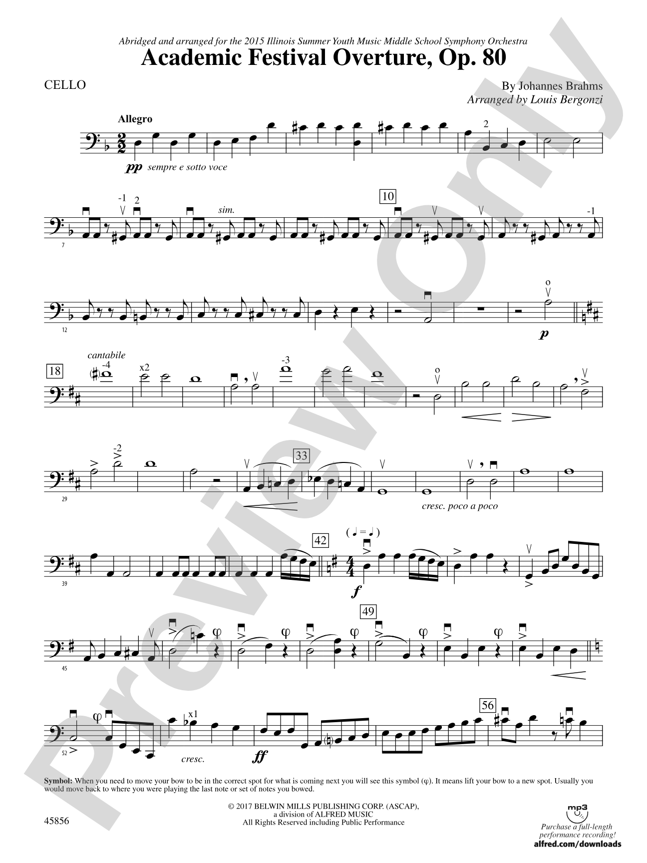 Academic Festival Overture, Op. 80: Cello