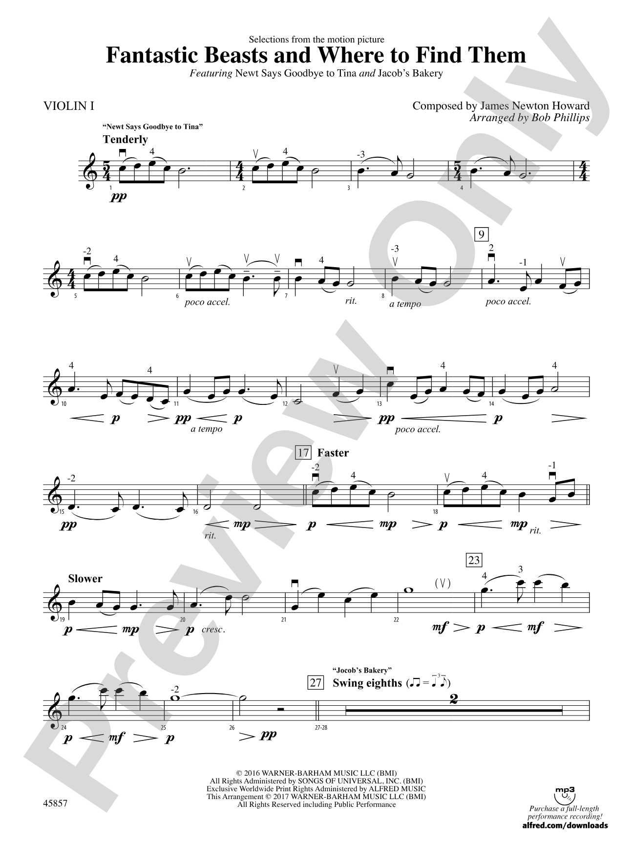 Fantastic Beasts and Where to Find Them: 1st Violin