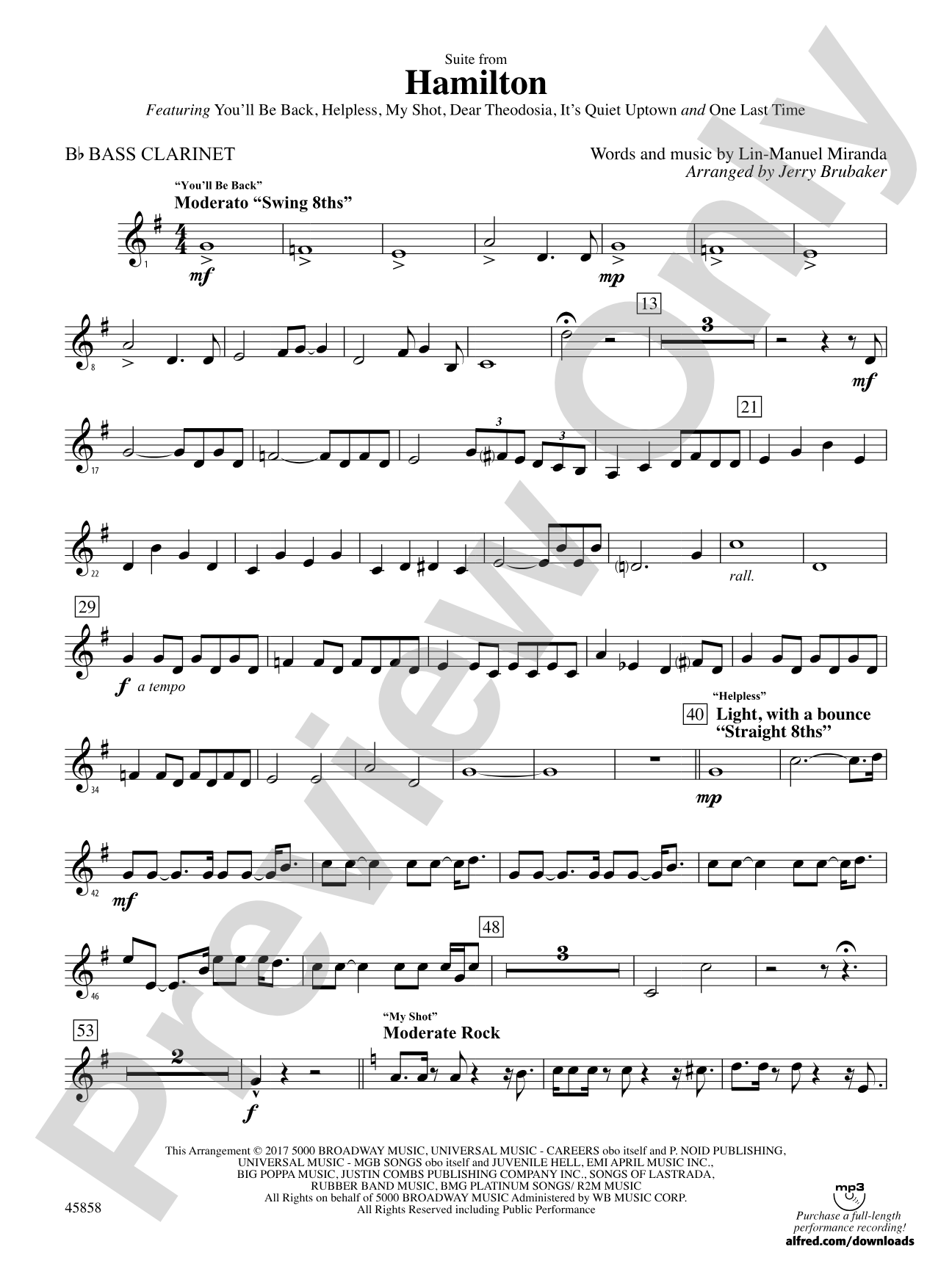 Hamilton, Suite from: B-flat Bass Clarinet