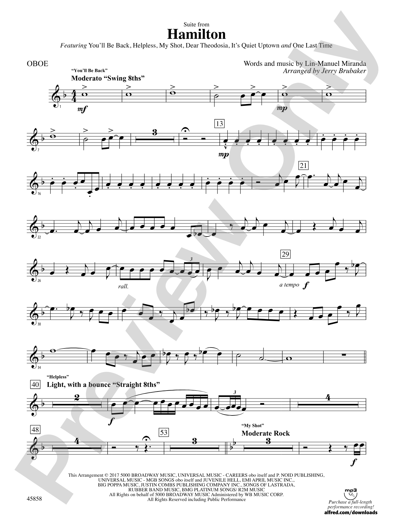 Hamilton, Suite from: Oboe