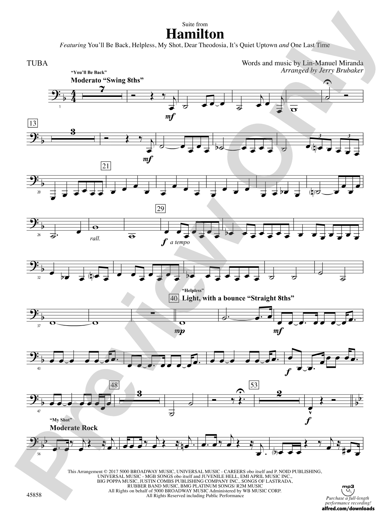 Hamilton, Suite from: Tuba