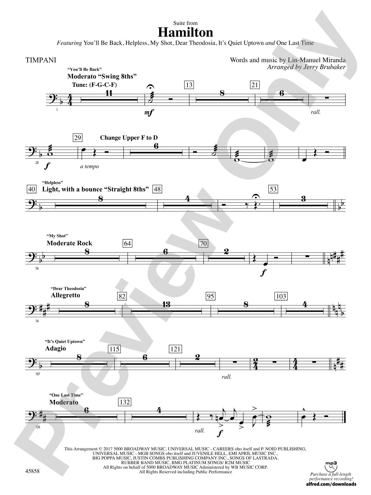 Hamilton, Suite from: Timpani