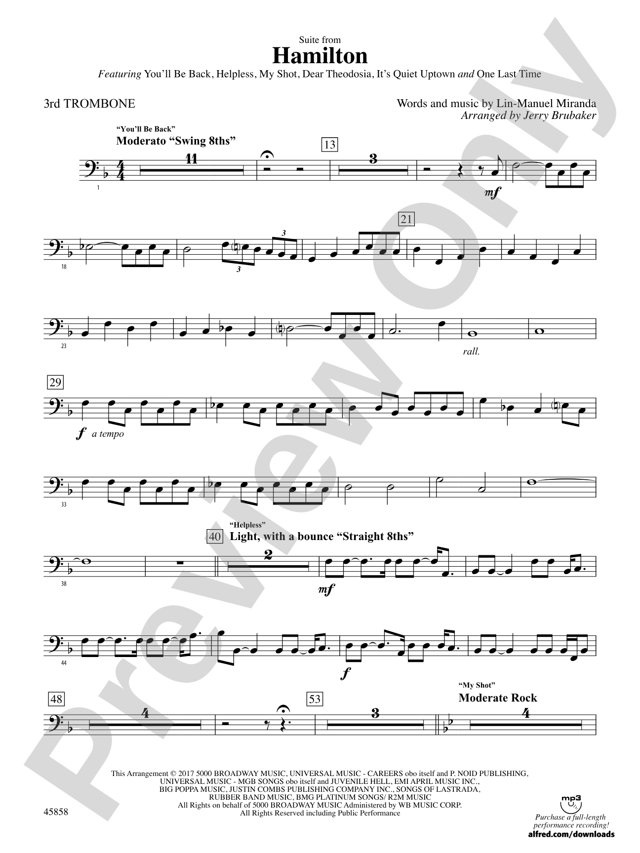 Hamilton, Suite from: 3rd Trombone