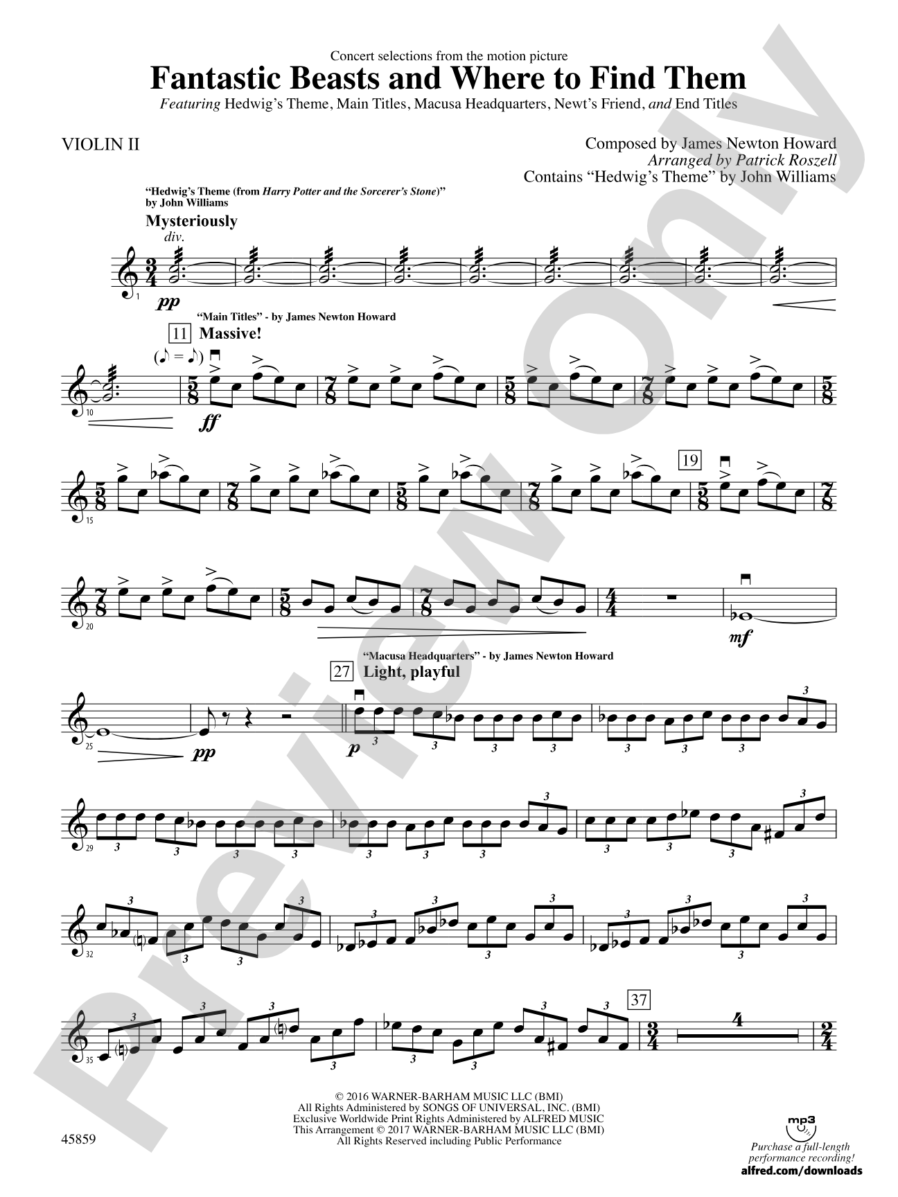 Fantastic Beasts and Where to Find Them: 2nd Violin