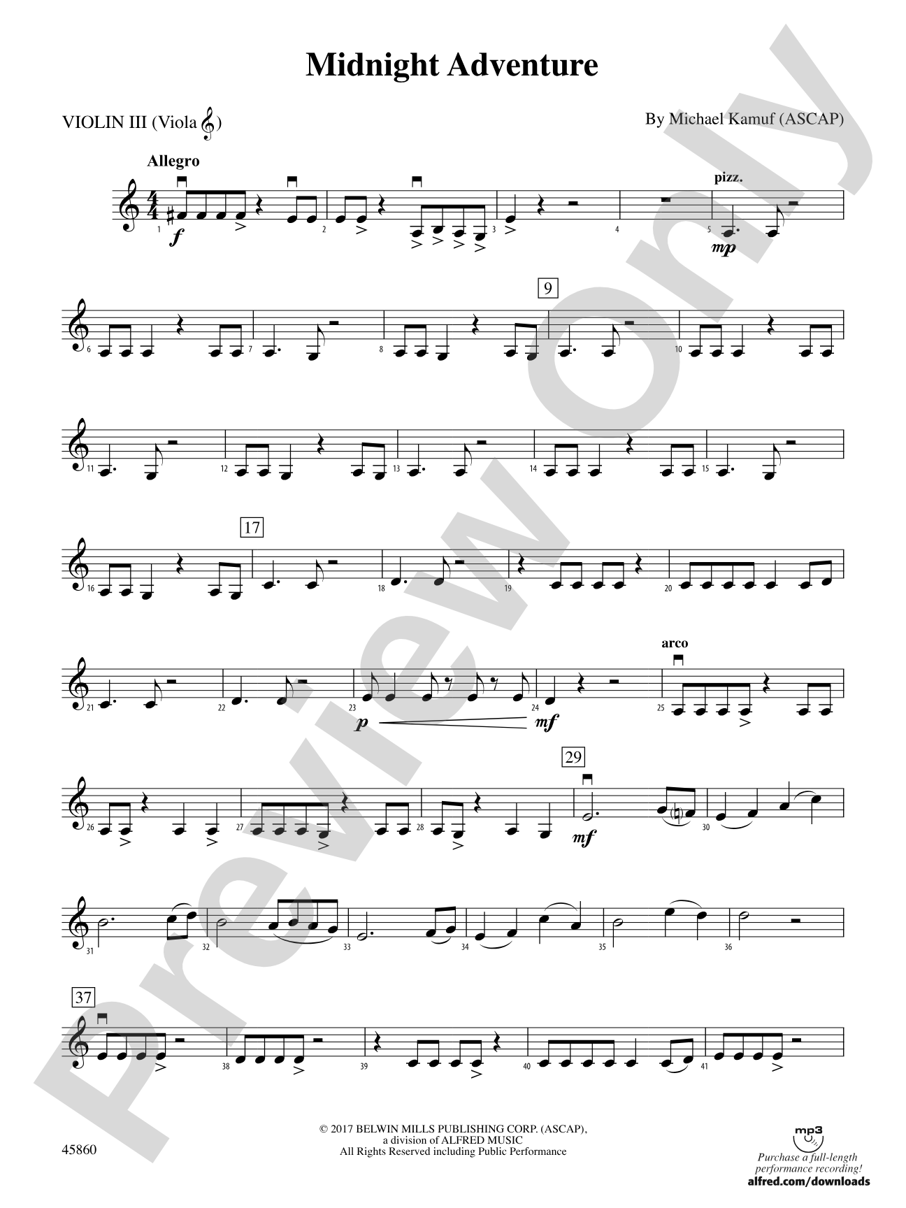 Midnight Adventure: 3rd Violin (Viola [TC])