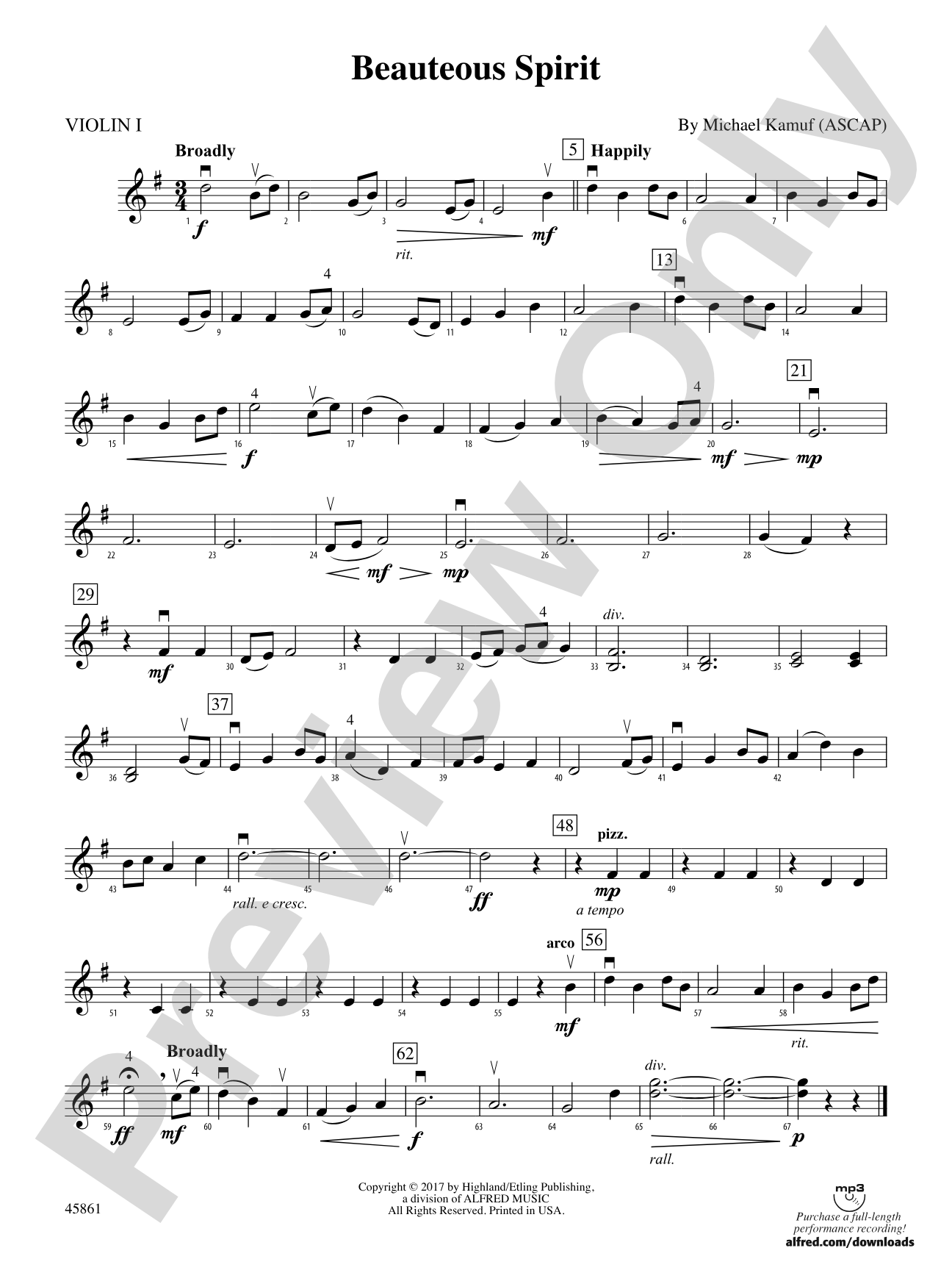 Beauteous Spirit: 1st Violin