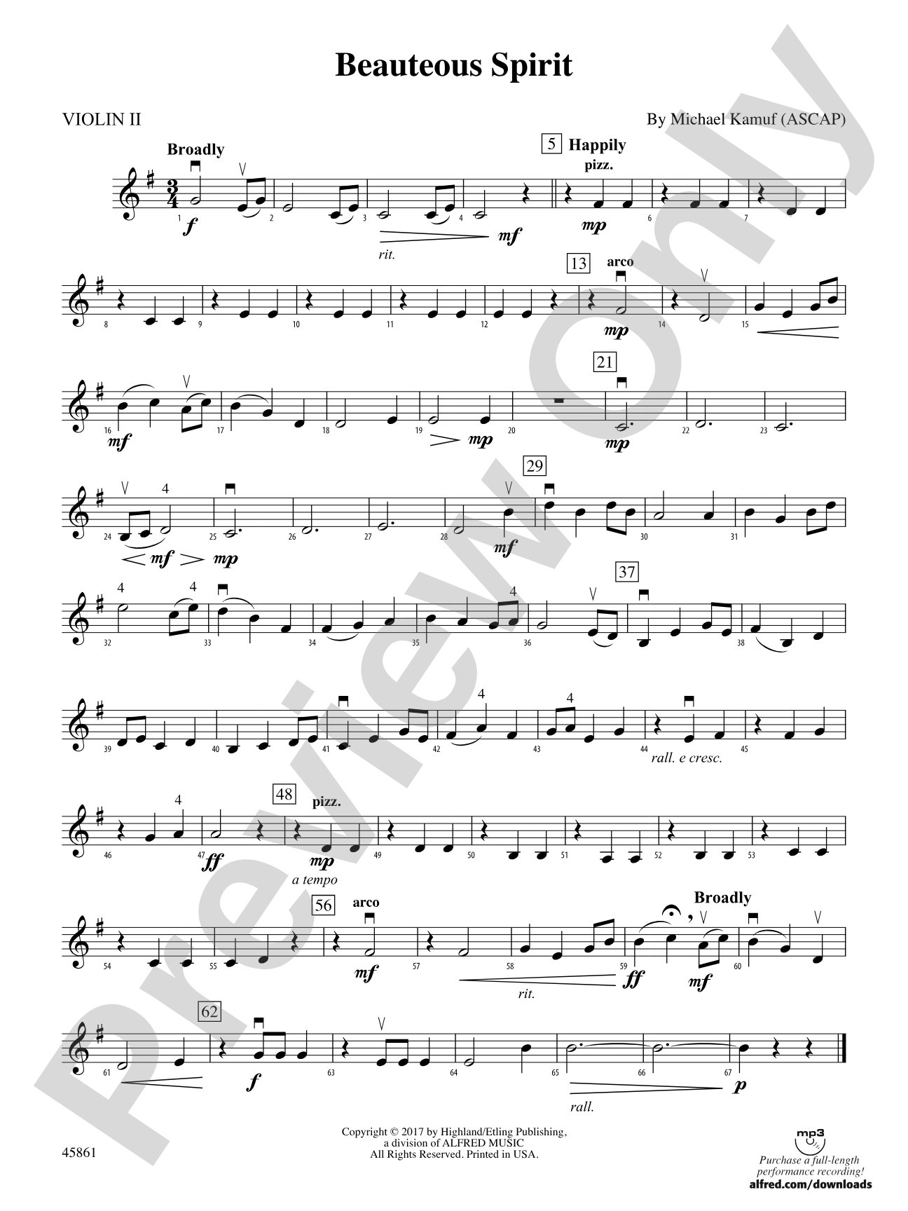 Beauteous Spirit: 2nd Violin