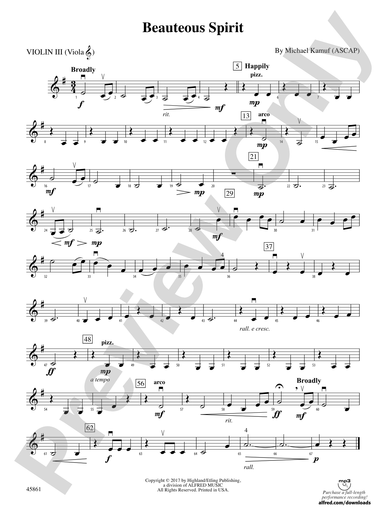 Beauteous Spirit: 3rd Violin (Viola [TC])