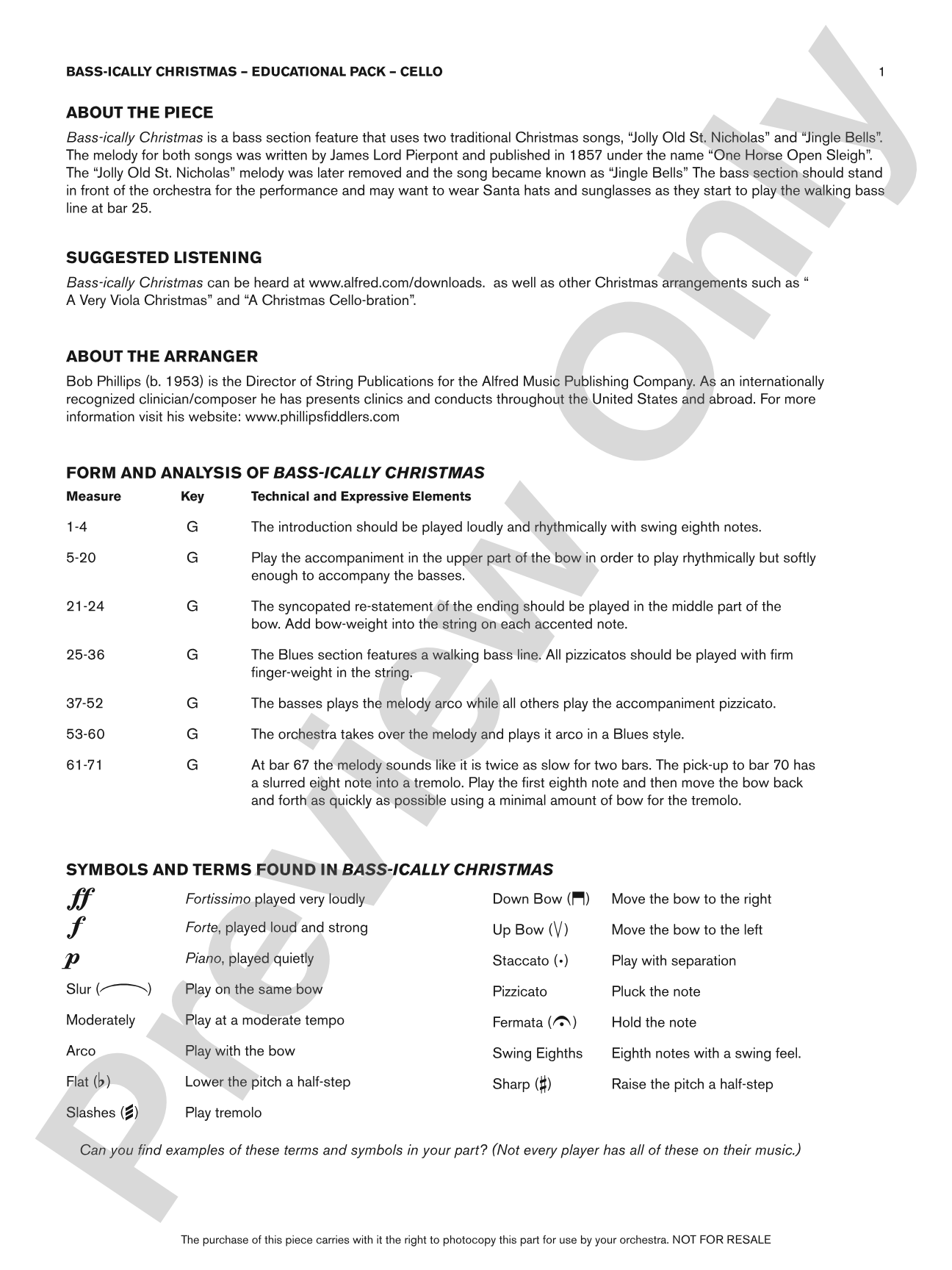 Bass-ically Christmas: Cello Educational Pack