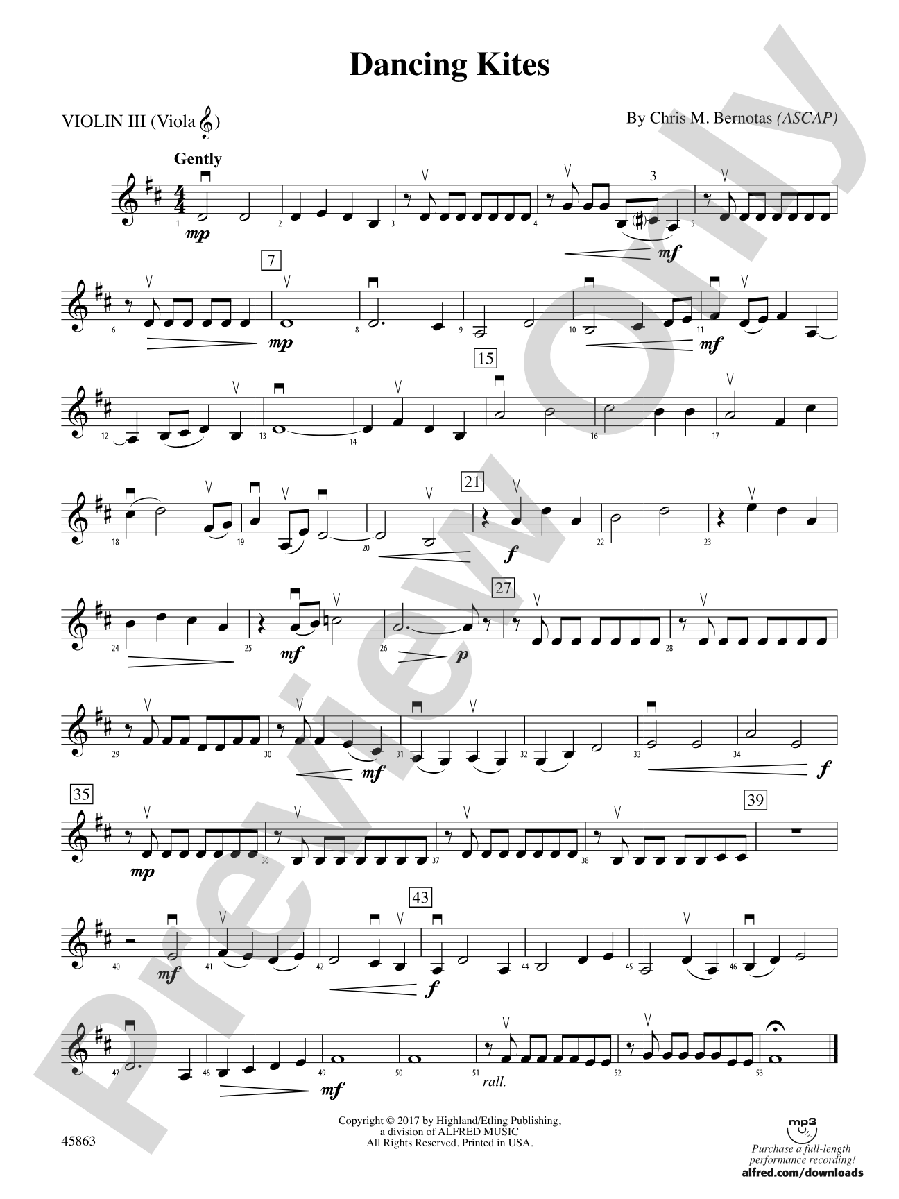 Dancing Kites: 3rd Violin (Viola [TC])