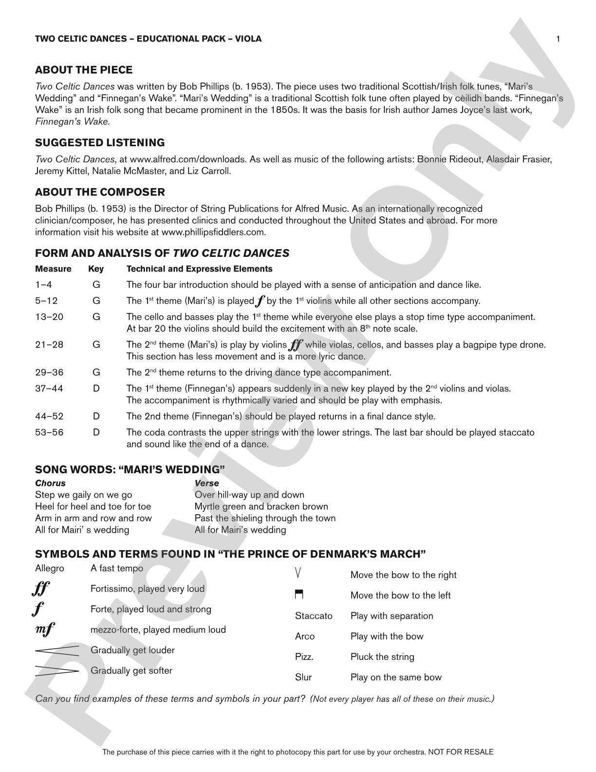Two Celtic Dances: Viola Educational Pack