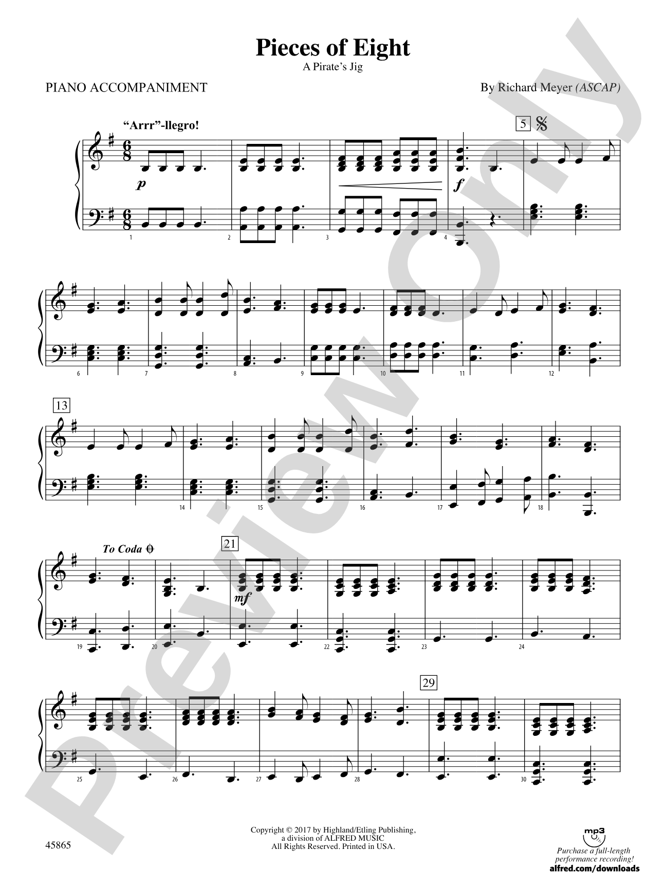Pieces of Eight: Piano Accompaniment