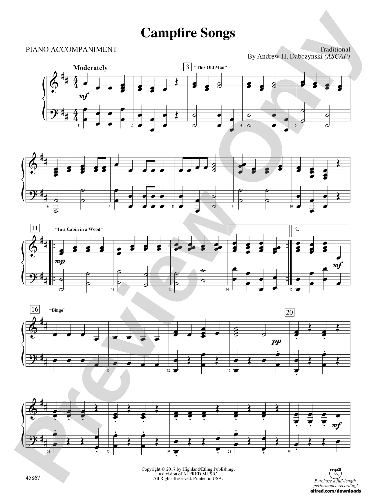Campfire Songs: Piano Accompaniment