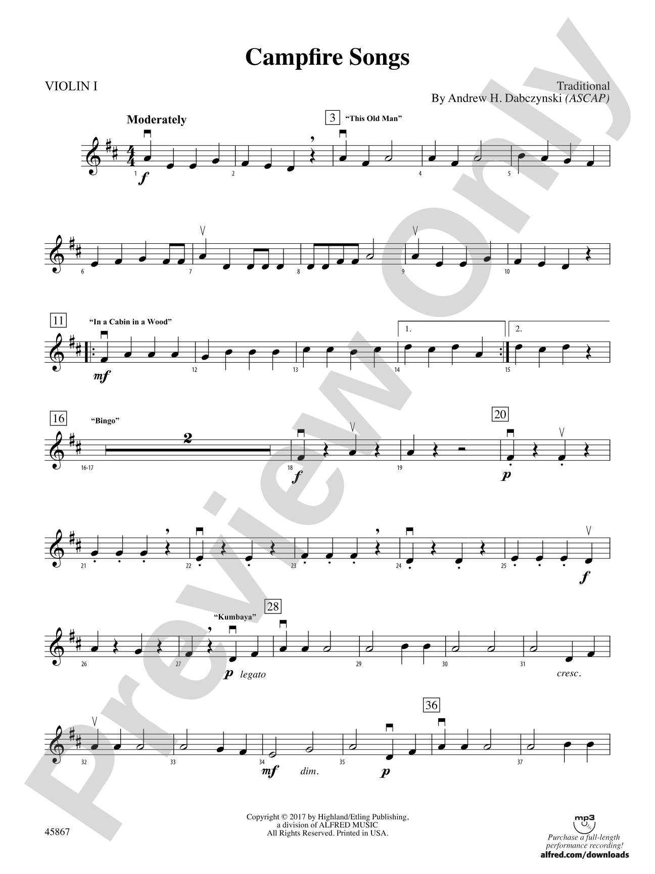 Campfire Songs: 1st Violin