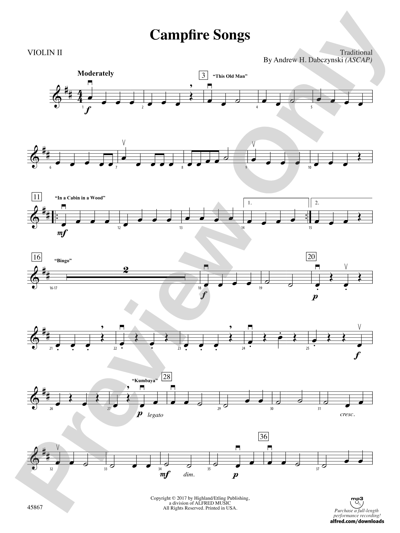 Campfire Songs: 2nd Violin