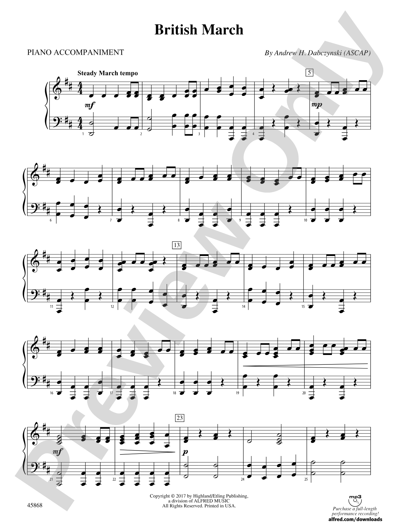 British March: Piano Accompaniment