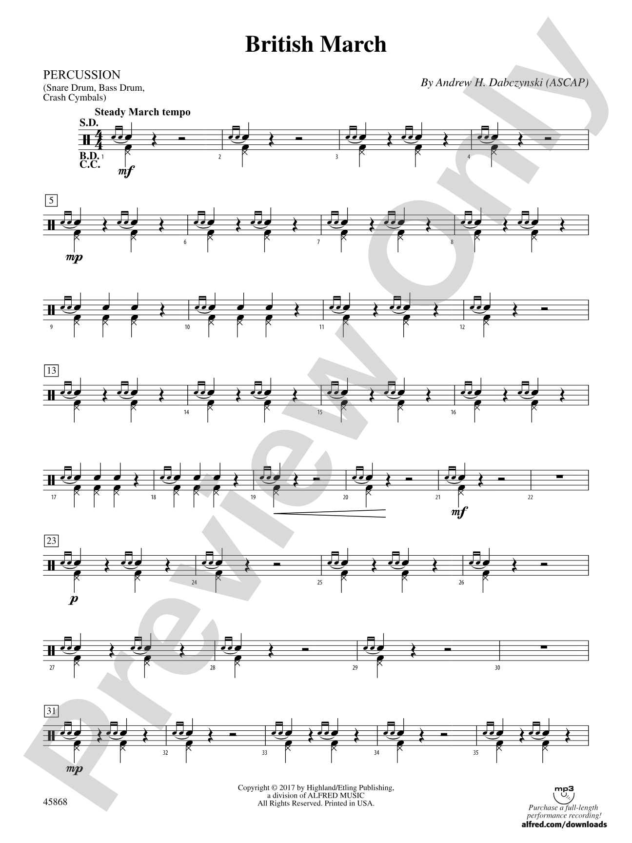 British March: 1st Percussion