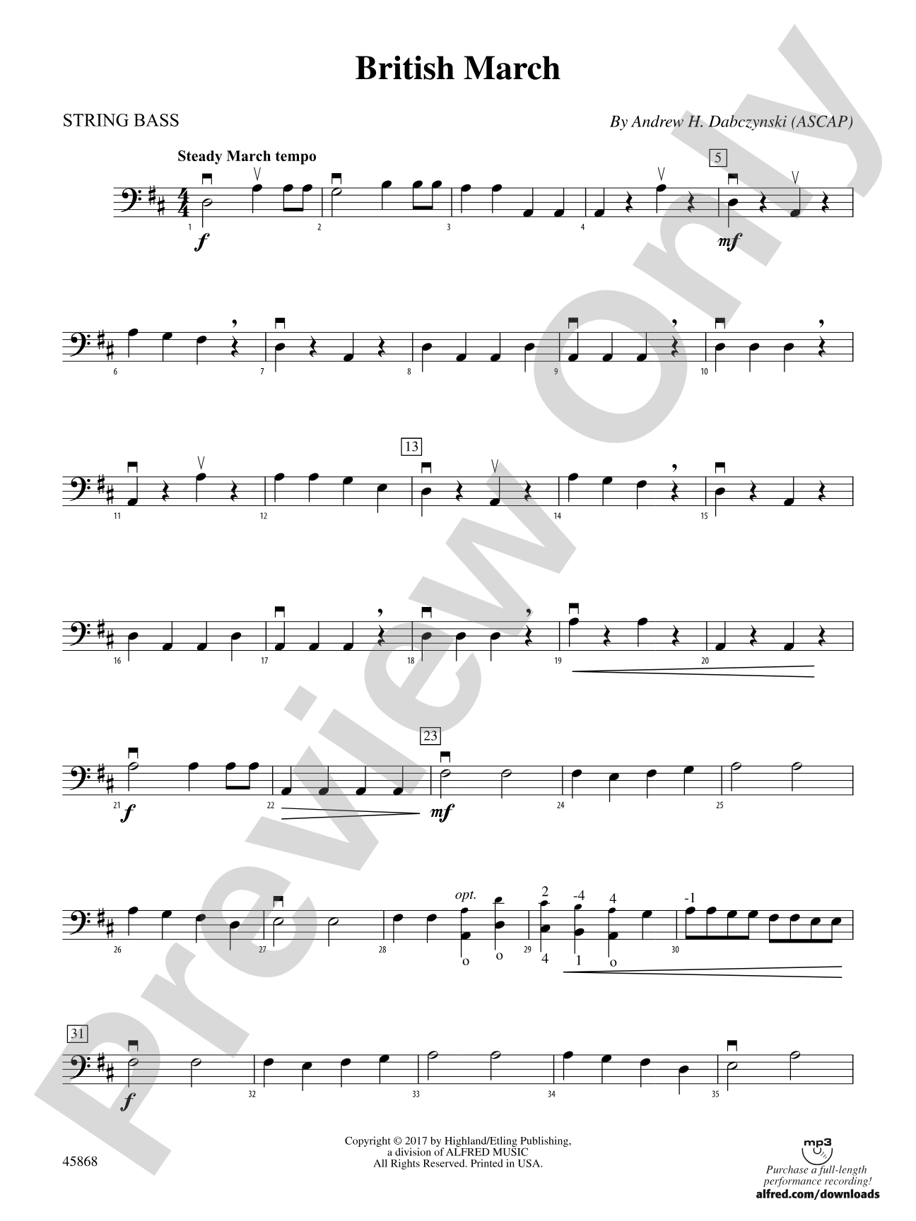 British March: String Bass