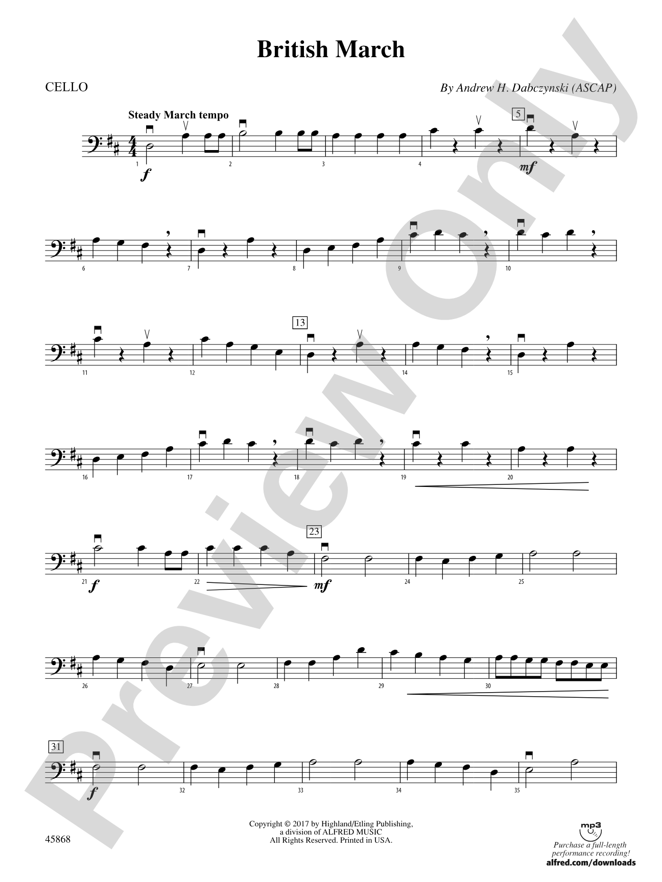 British March: Cello