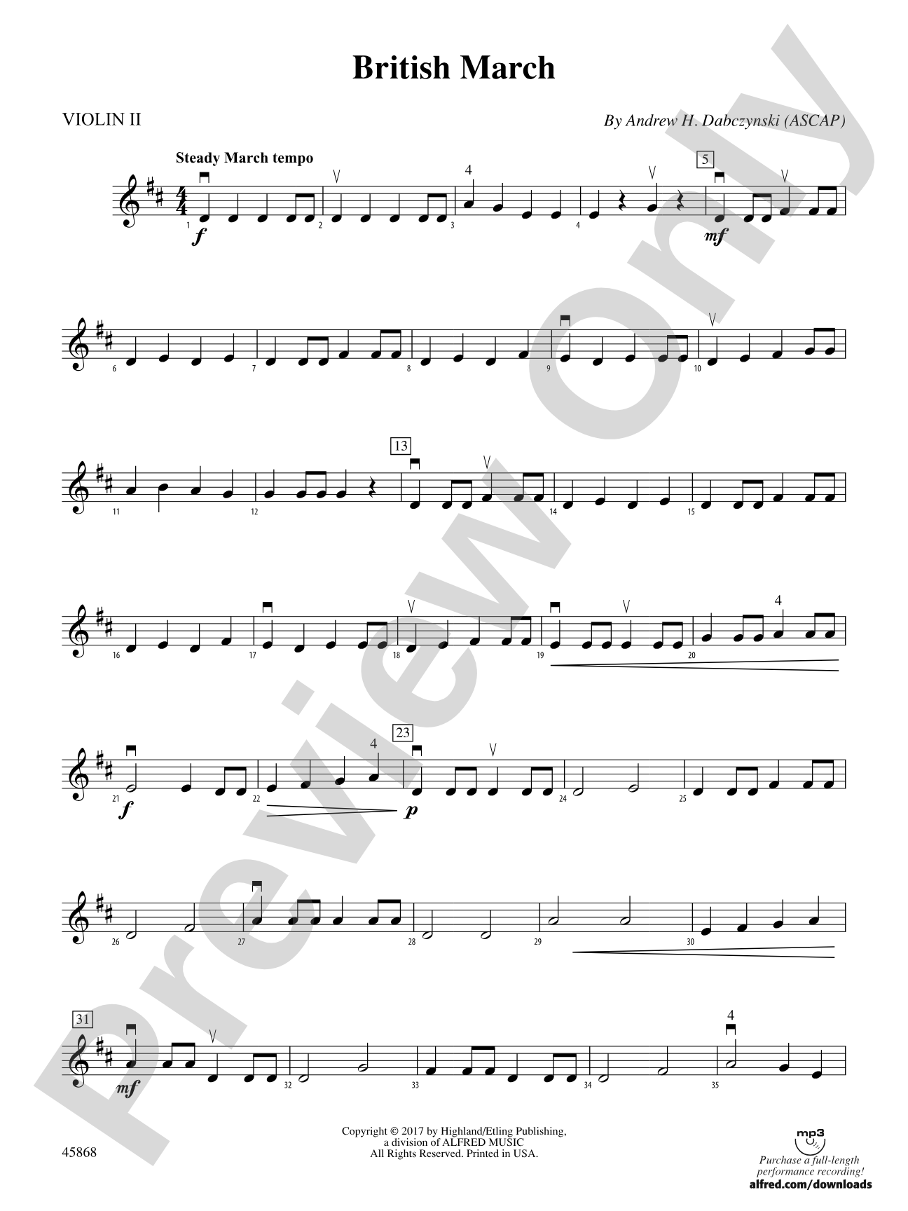 British March: 2nd Violin