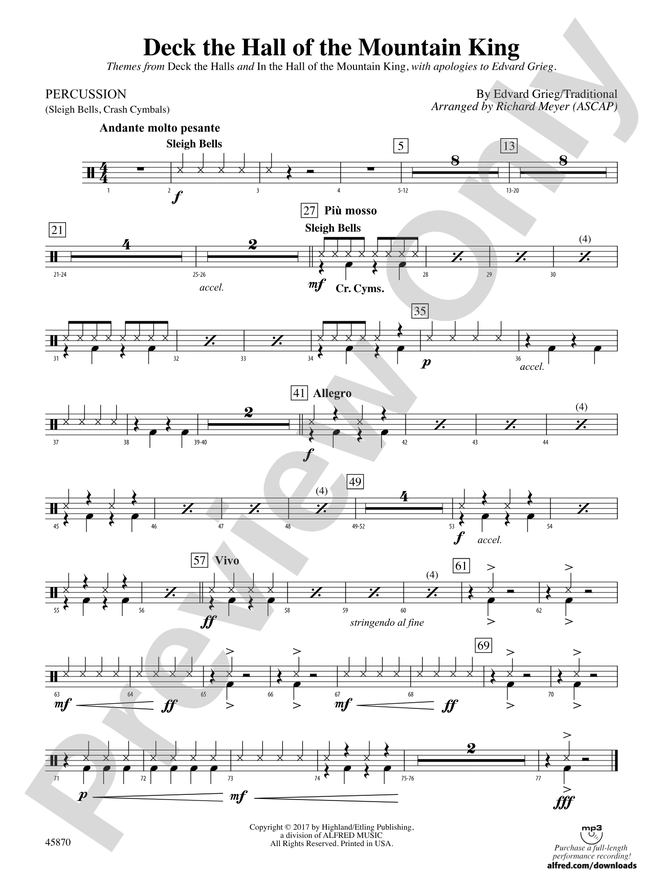 Deck the Hall of the Mountain King: 1st Percussion