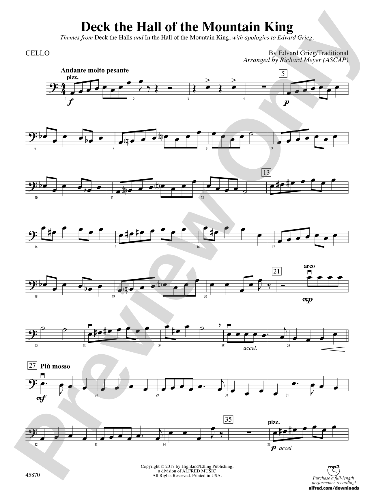 Deck the Hall of the Mountain King: Cello