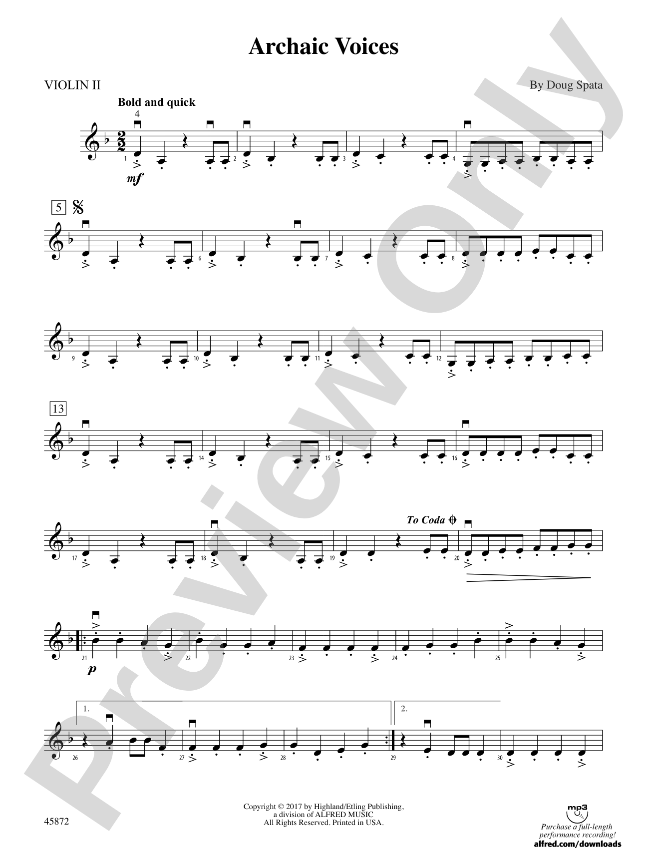 Archaic Voices: 2nd Violin