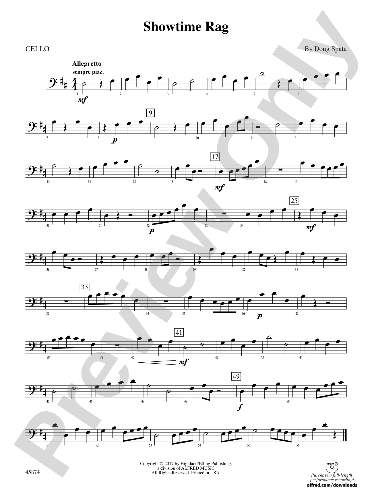 Showtime Rag: Cello