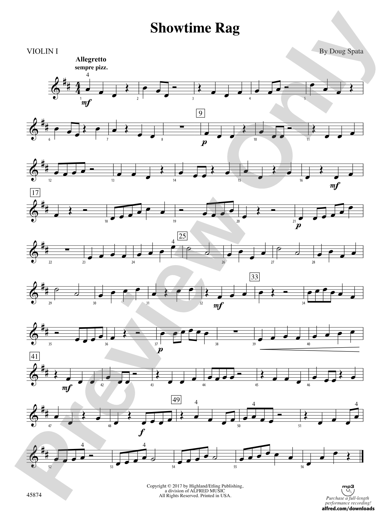 Showtime Rag: 1st Violin