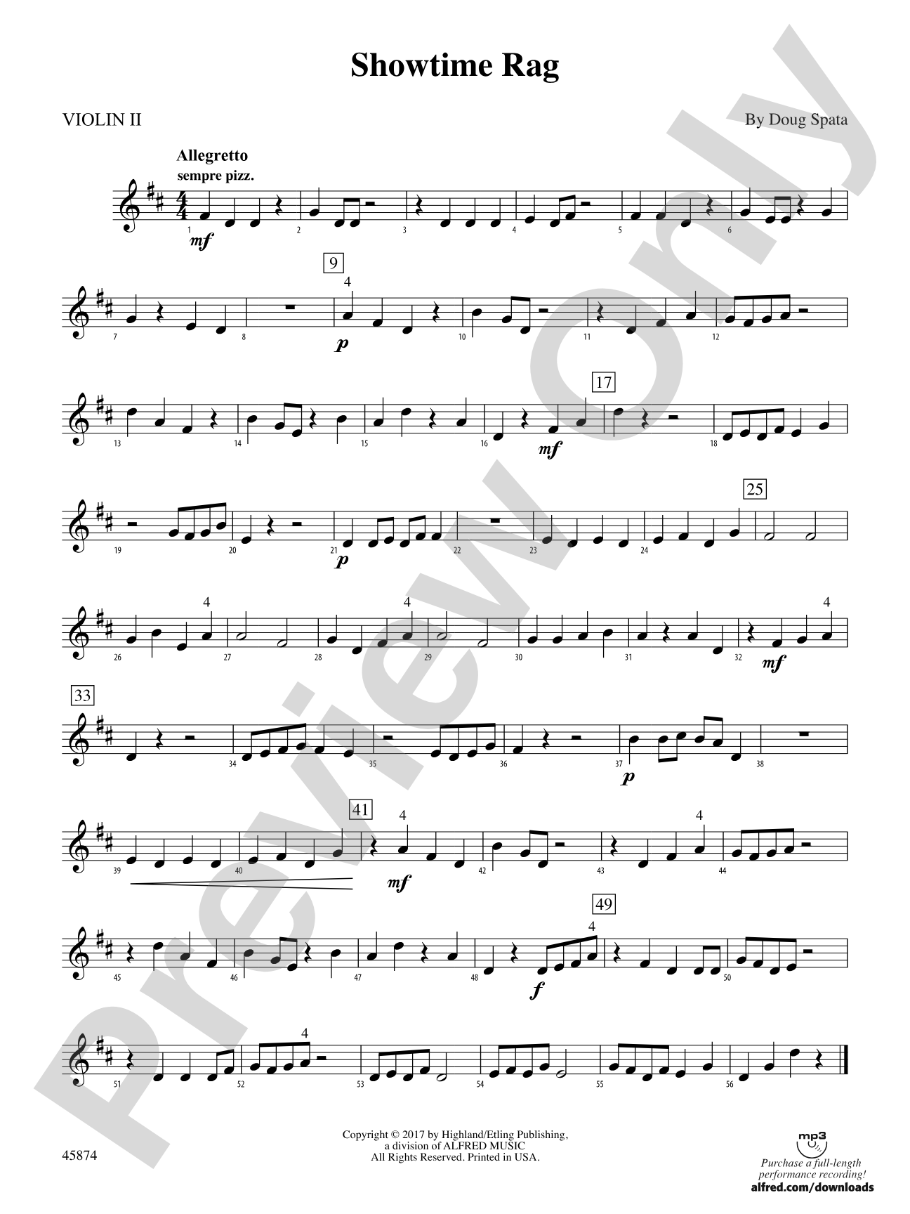 Showtime Rag: 2nd Violin