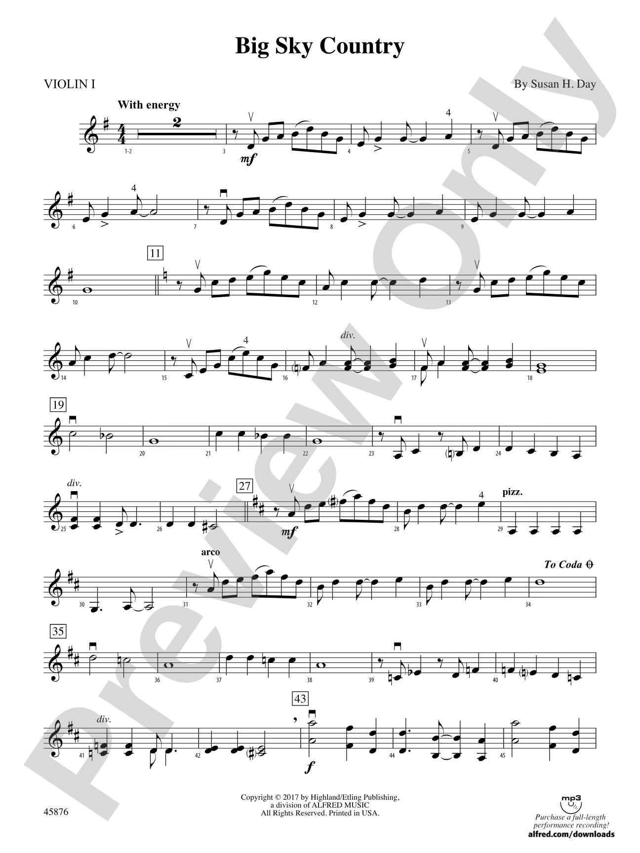 Big Sky Country: 1st Violin