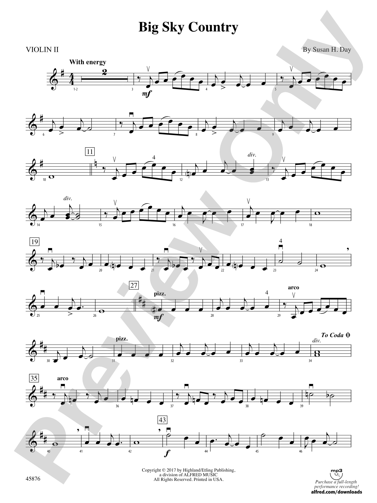 Big Sky Country: 2nd Violin