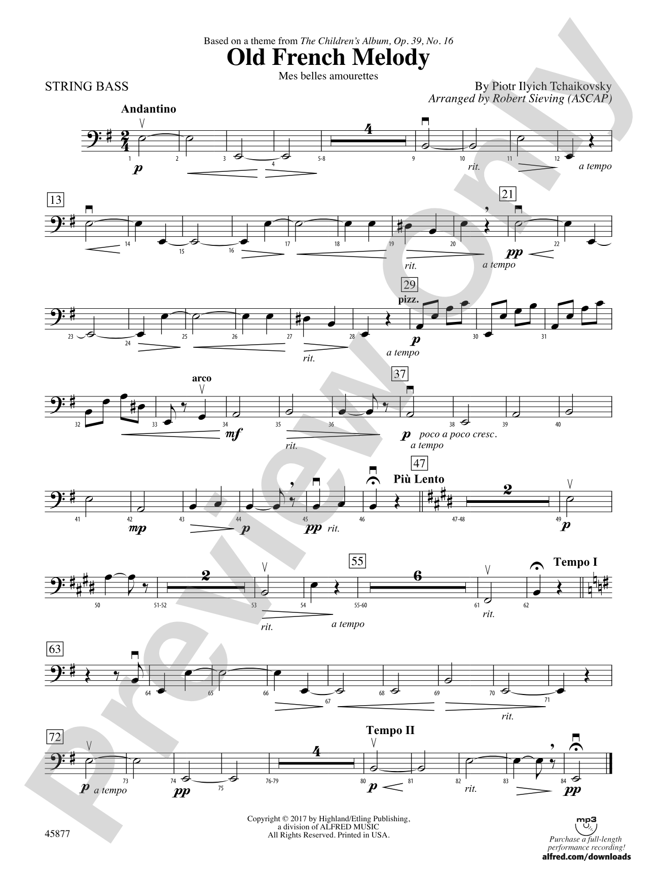 Old French Melody: String Bass