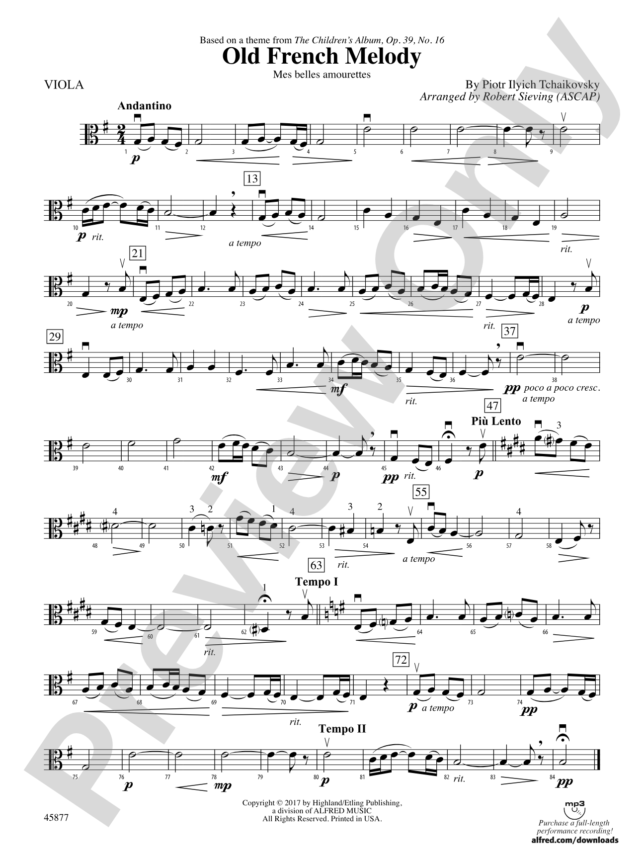 Old French Melody: Viola