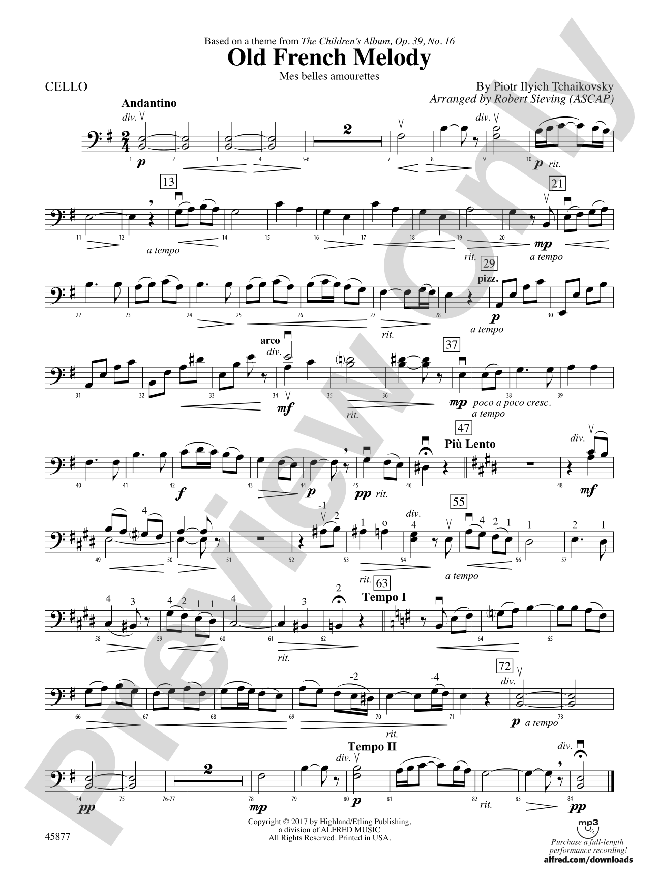 Old French Melody: Cello