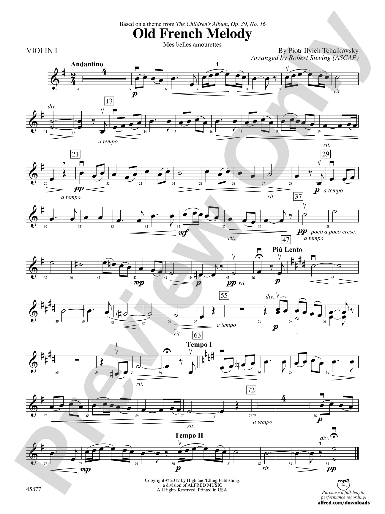 Old French Melody: 1st Violin