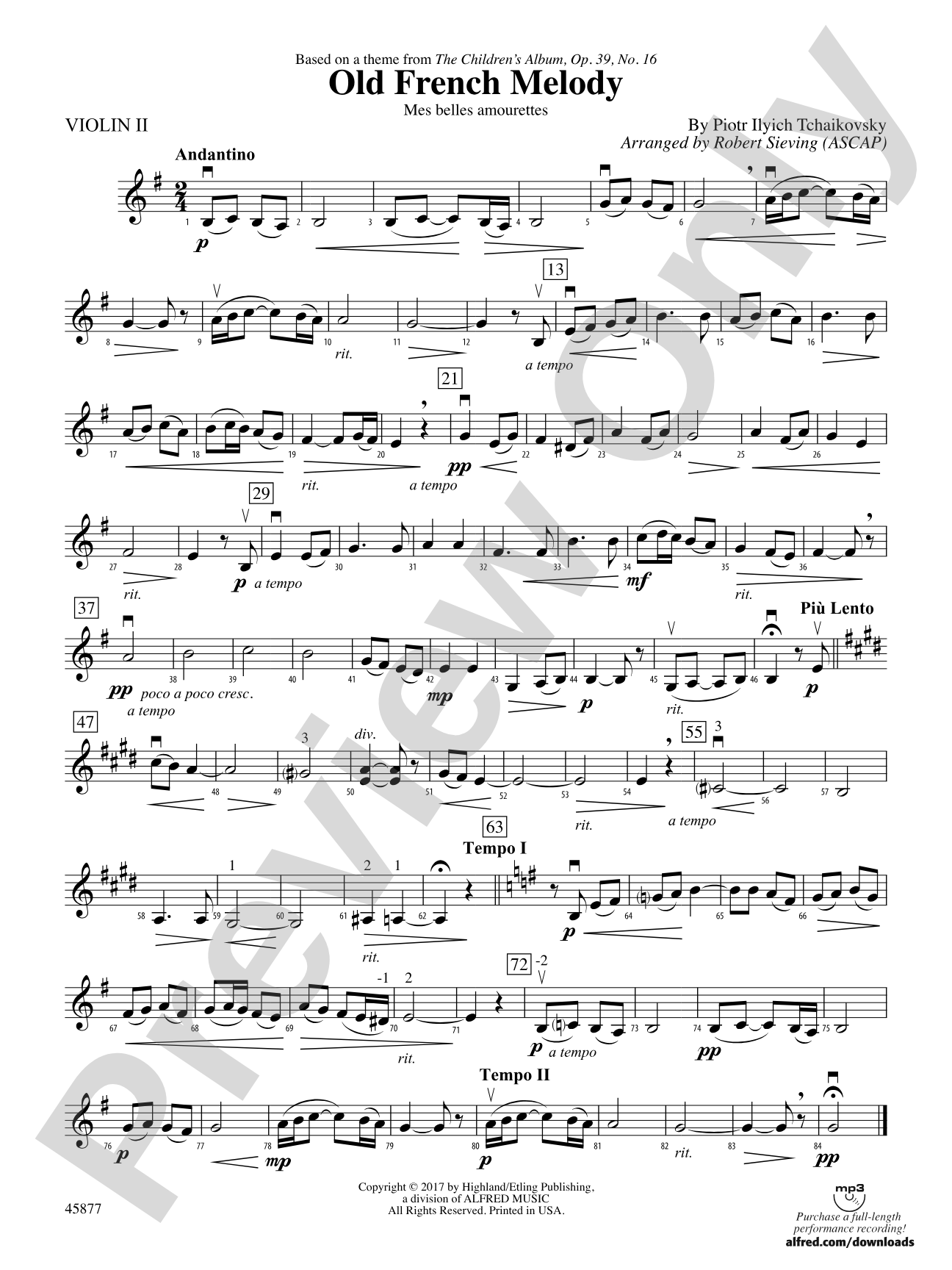 Old French Melody: 2nd Violin