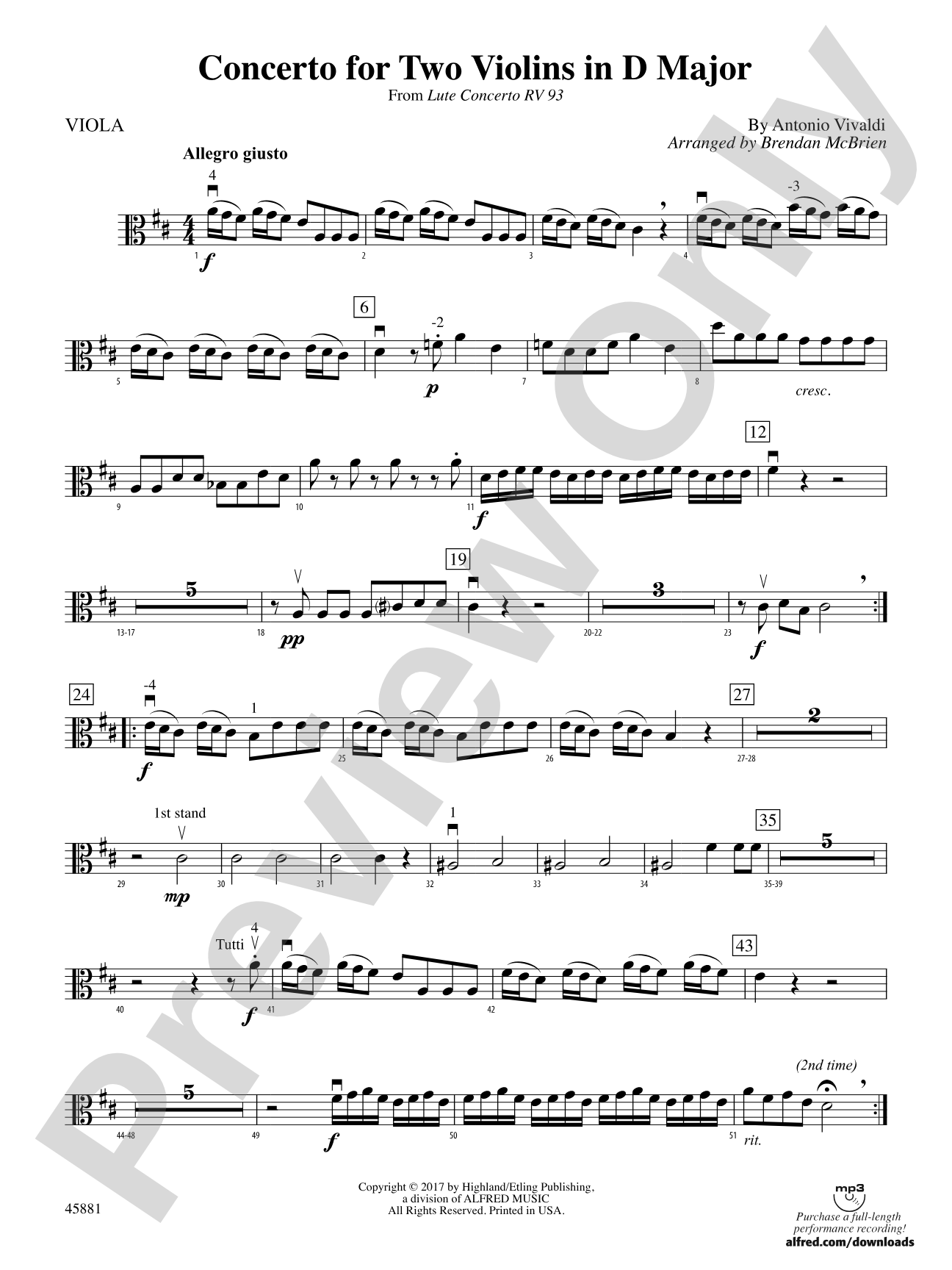 Concerto for Two Violins in D Major: Viola