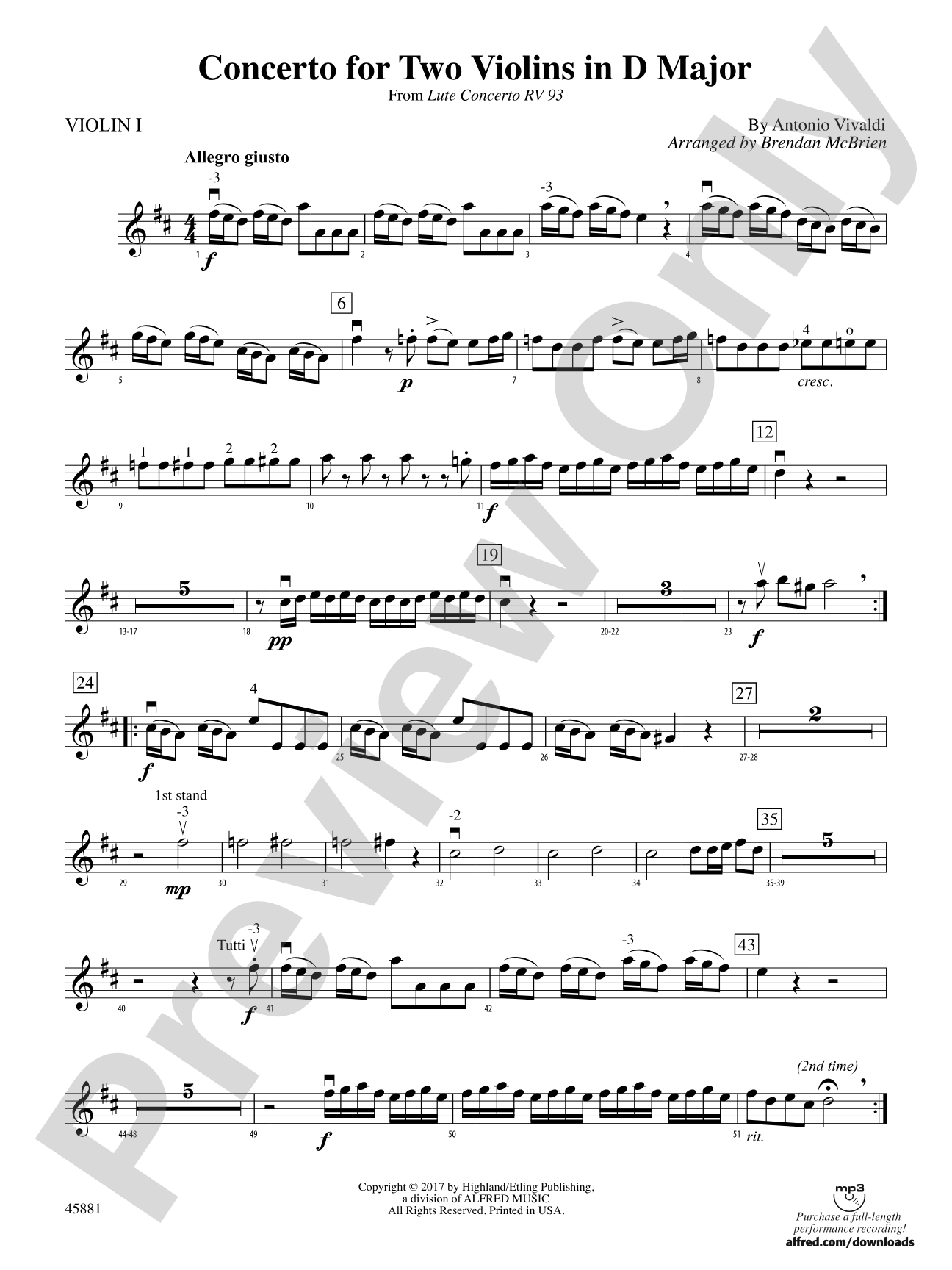 Concerto for Two Violins in D Major: 1st Violin
